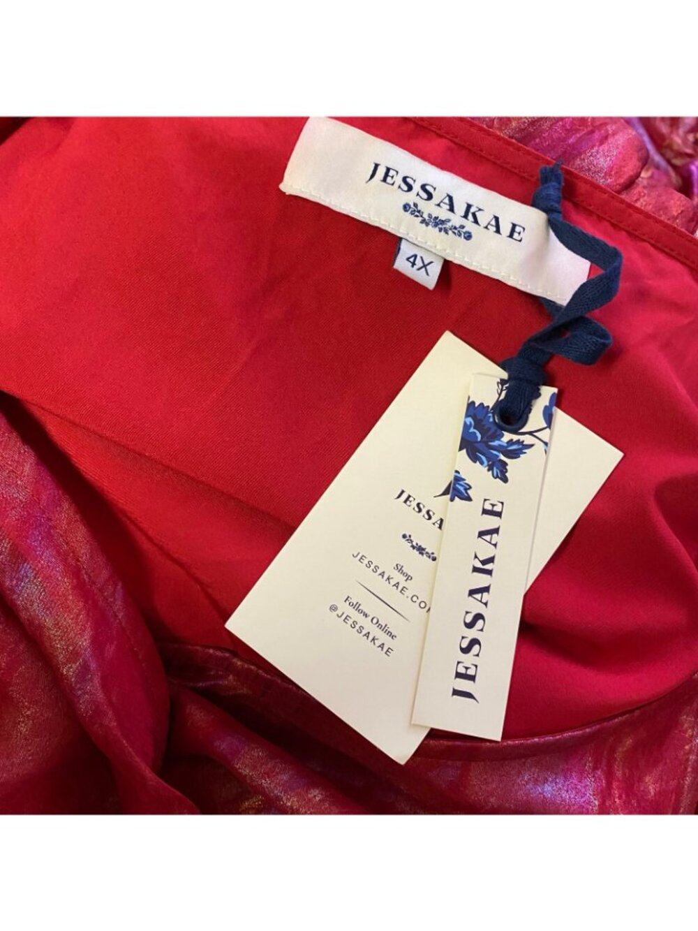 Jessakae Pixie Dress Plus Size in Red Holographic Oil Spill - Picture 2 of 12
